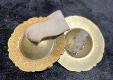 Vintage Brass Finger Cymbals Zills Zils Pair Belly Dance Floral Embossed Estate