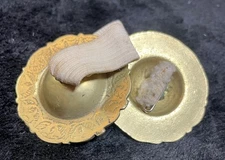 Vintage Brass Finger Cymbals Zills Zils Pair Belly Dance Floral Embossed Estate