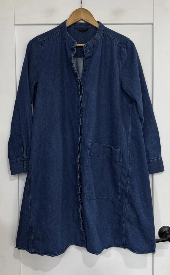 COS Long Sleeve Denim Dress Sz 40 Dark Blue - image 2 of 4