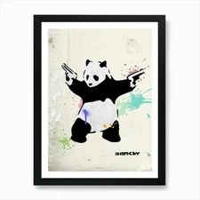 Panda |Street Art Digital | Pop Art Framed Wall Art Poster Canvas Print Picture