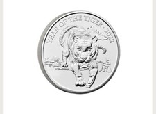2022 Lunar Year of the Tiger UK £5 BU Coin in Royal Mint Sealed Pack