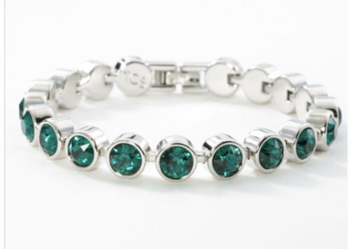 💎Touchstone Crystal Bracelet Emerald Green 7 1/4” Rhodium New - Picture 1 of 8