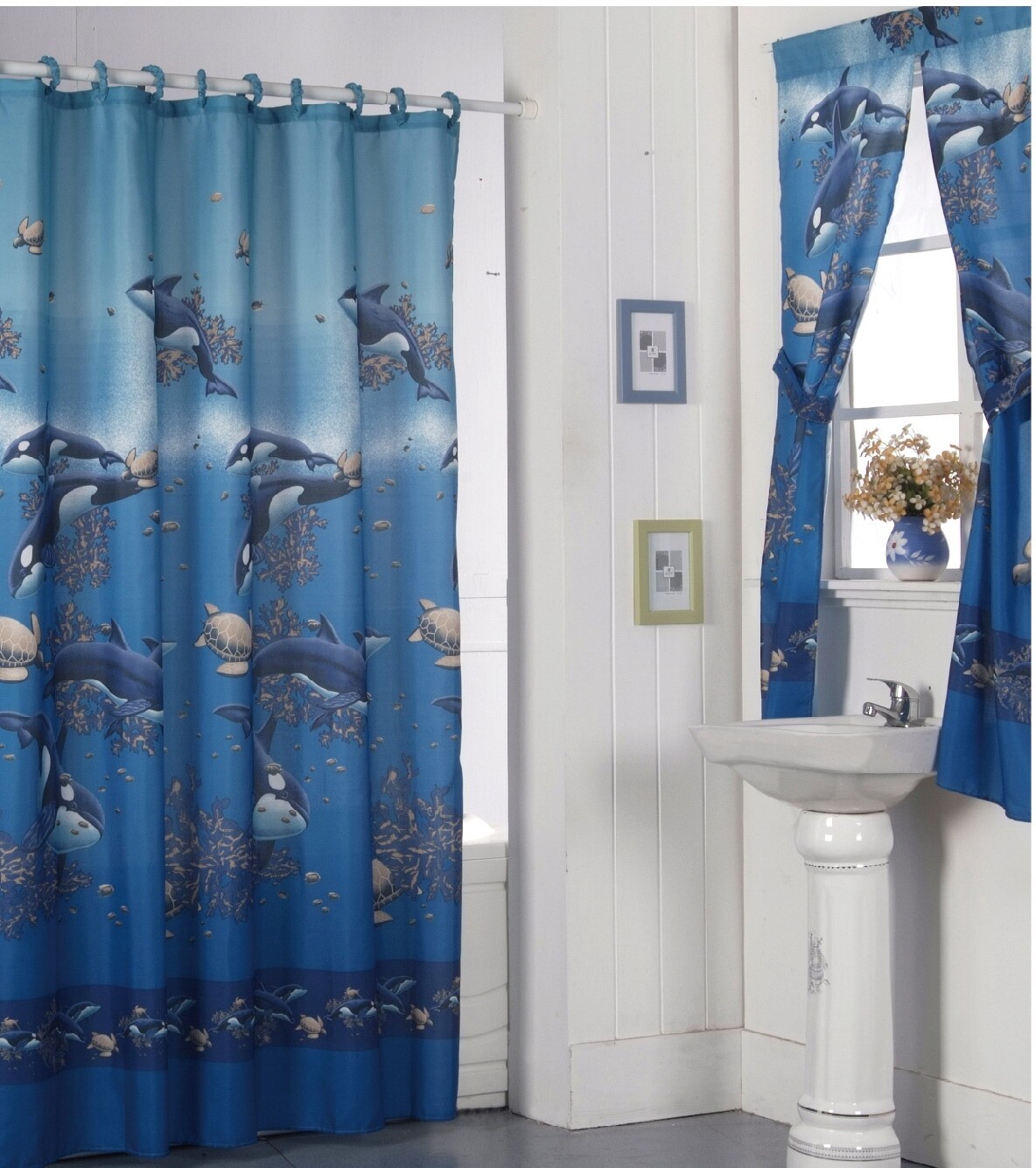 Shower Curtain Drapes + Bathroom Window Set w/ Liner+Rings eBay