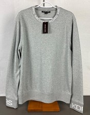 Michael Kors Men's Heather Grey Logo Trim Cotton Blend Sweatshirt Large NWT