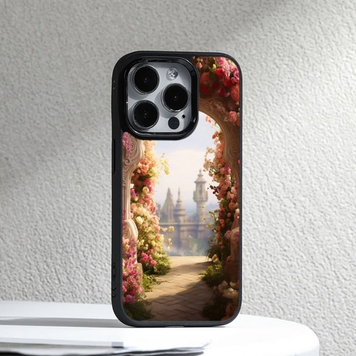 For iPhone SE4 16E 12 13 14 15 16 Pro Max romantic archway flowers red Anti Slip - Picture 7 of 25