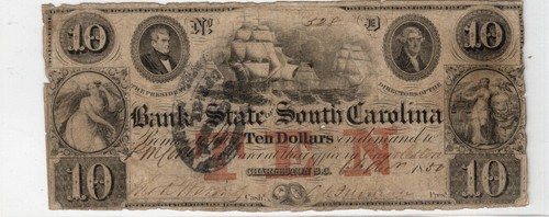 South Carolina - Charleston - Bank of the State of SC - 1850 $10