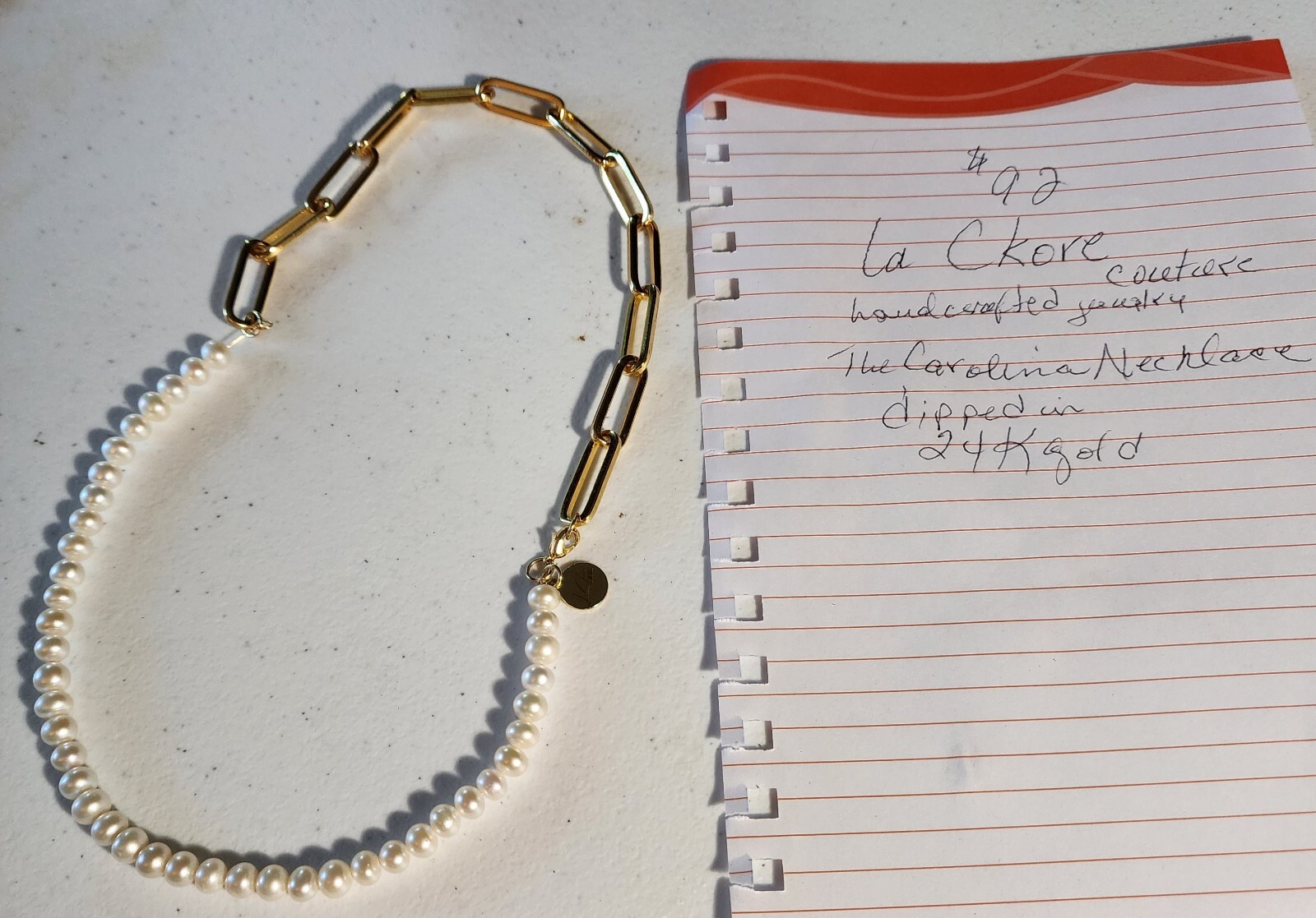 Elegant Necklace Dipped In 24k Gold, With Realist… - image 1