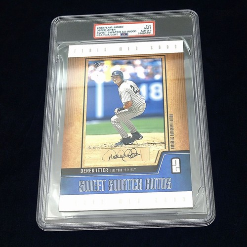 2003 Flair Jumbo Sweet Swatch Auto-Wood #DJ Derek Jeter 43/50 PSA Auto 9-Card 7