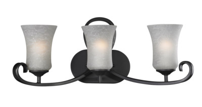 Z-Lite Arshe 3 Light Café Bronze And White Glass Vanity Wall Light Orig $381