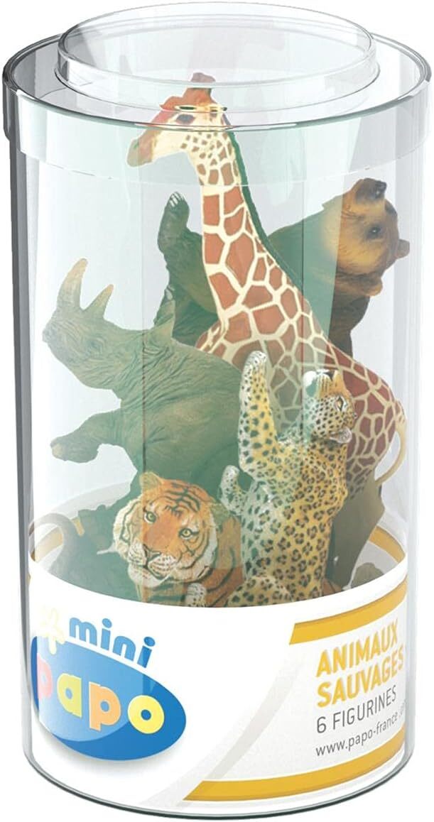 Набор Papo 33021 Mini PLUS Wild, 2 тюбика, 6 фигурок, Разноцветный