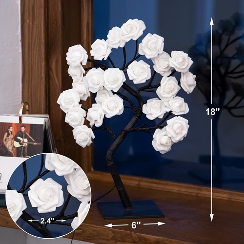 2 Pieces 18 Colors Rose Tree Lamp - Multicolor LED Rose Flower Night Light Pi... - Picture 9 of 9