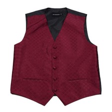 Men's Burgundy Pattern Tuxedo Vest Formals Weddings Proms Fashion Waistcoat
