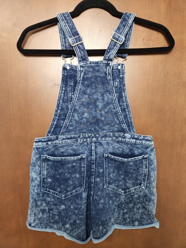 Girl's ~Justice~ Lightweight Acid Washed Blue Cotton Short Overalls Size 14 - Picture 5 of 7