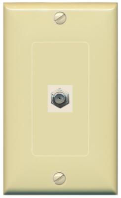 RiteAV 1 Port Coax Cable TV F-Type Wall Plate 1 Gang [Ivory/Ivory]