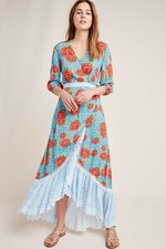 NWT ANTHROPOLOGIE SUZANNE WRAP MAXI DRESS by FARM RIO XS