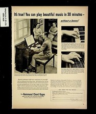 1953 Hammond Chord Organ Music in 30 Min Vintage Print Ad 015790
