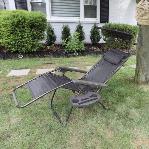 Bliss Hammocks 26" Wide Zero Gravity Chair w/ Adjustable Canopy Sun-Shade - Afbeelding 4 van 15