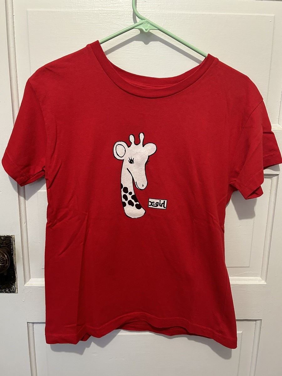 X-Girl original vintage giraffe t-shirt red size l large EUC | eBay