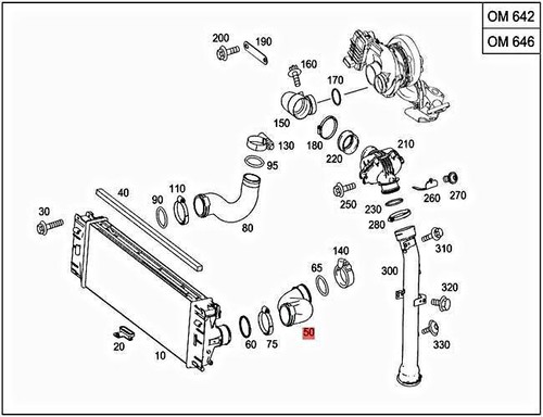 Genuine MERCEDES Sprinter 906 W906 At charge air cooler left Hose 9065282282