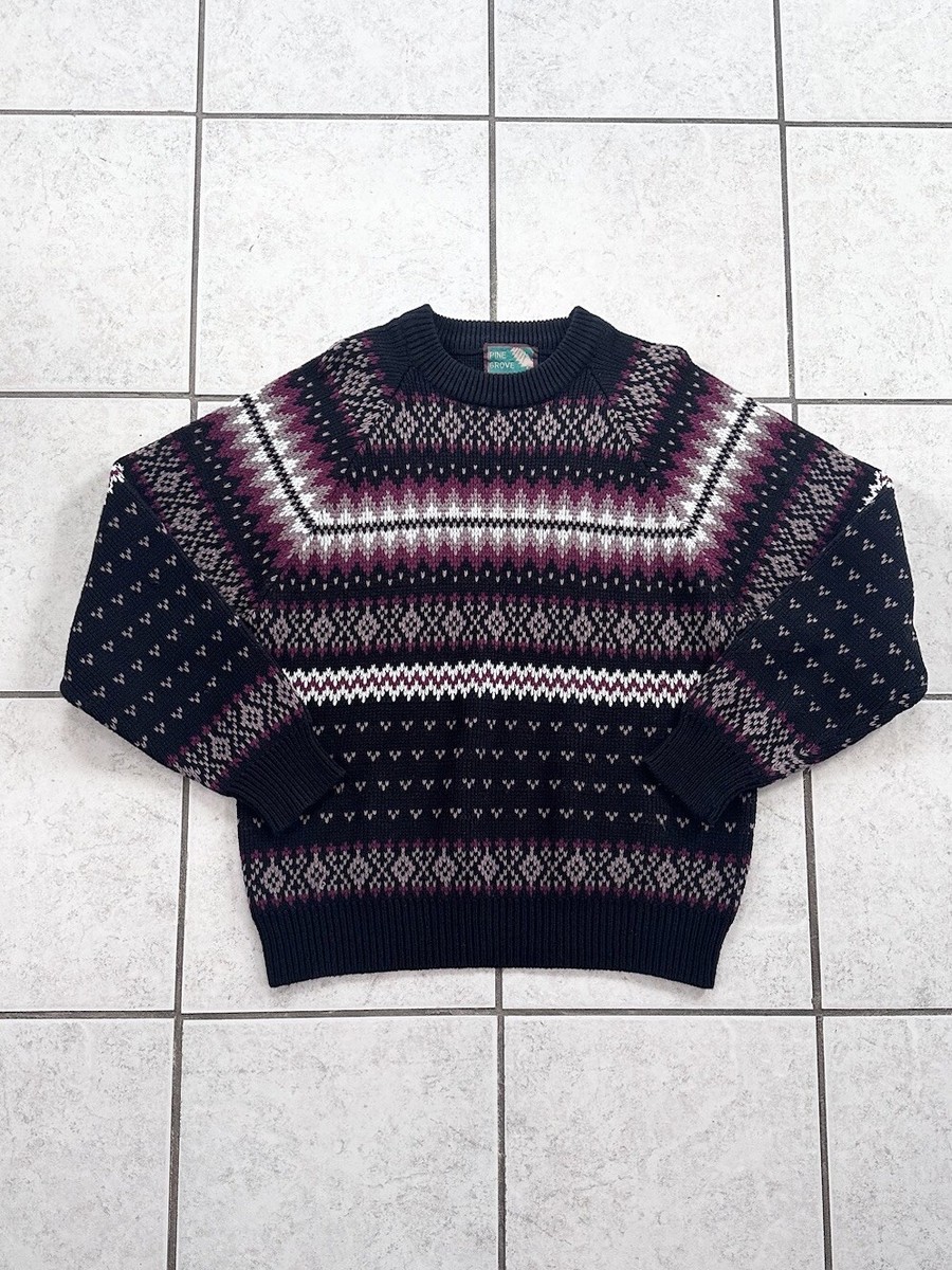 Vintage Pine Grove Knit Sweater Size M Red/Blk/White Grandpa Core