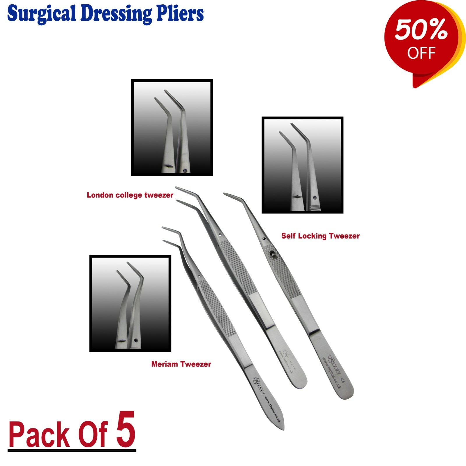 Dental Medical Dressing Dissection Tweezer, Pliers Soft Tissue Surgical ...