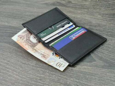 Minimalist Mans Black Soft Real Leather Cardholder Case Wallet Cards Cash Pocket