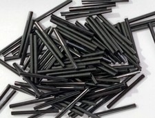 Opaque Jet Black Czech Glass Bugle Beads 100pc Lot Vintage 30mm X 2mm BB105-8