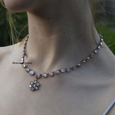 Natural Moonstone Necklace Jewelry 925 Sterling Silver Handmade Weeding Jewelry