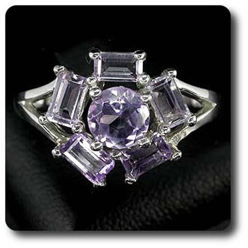 Bague améthyste : plaqué or, argent sterling 925, jonc solitaire fait