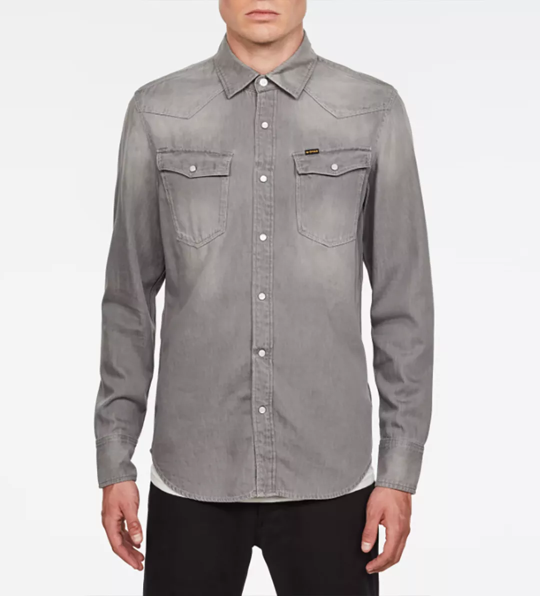 G-Star Raw Men's Faded Dust Grey 3301 Slim Fit Rock Denim Button Front Shirt