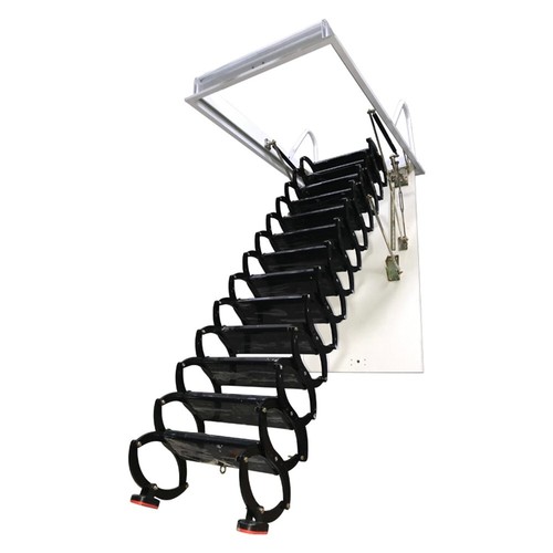 10ft Black Attic Ceiling Ladder 31.5x35.43in Ti-Mg Folding Extension Loft Stairs - Picture 3 of 12