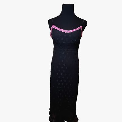 2000 Betsey Johnson Rosette Swiss Dot Daisy Dress Y2K Slipdress Gothic  Grunge | eBay