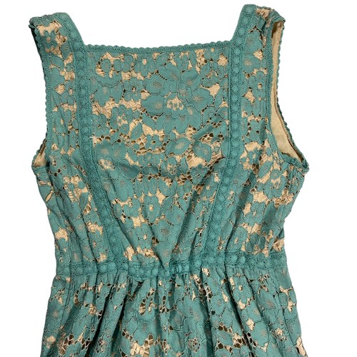 Chelsea and Violet Romantic Lace Sheer Illusion Blue Green Dress Sz XS - 第 3/14 張圖片