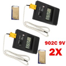 2 Set 902C Digital LCD Thermometer Temperature Reader Meter Sensor K Type Probe