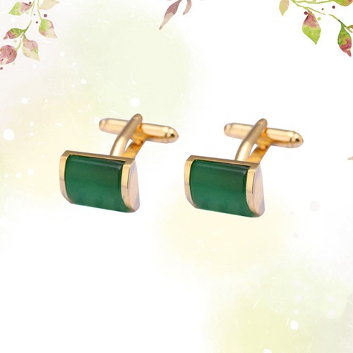 2pcs Green Opal Manschettenknöpfe Kreative Shirt Ärmel Ornament All-Match - Bild 4 von 11