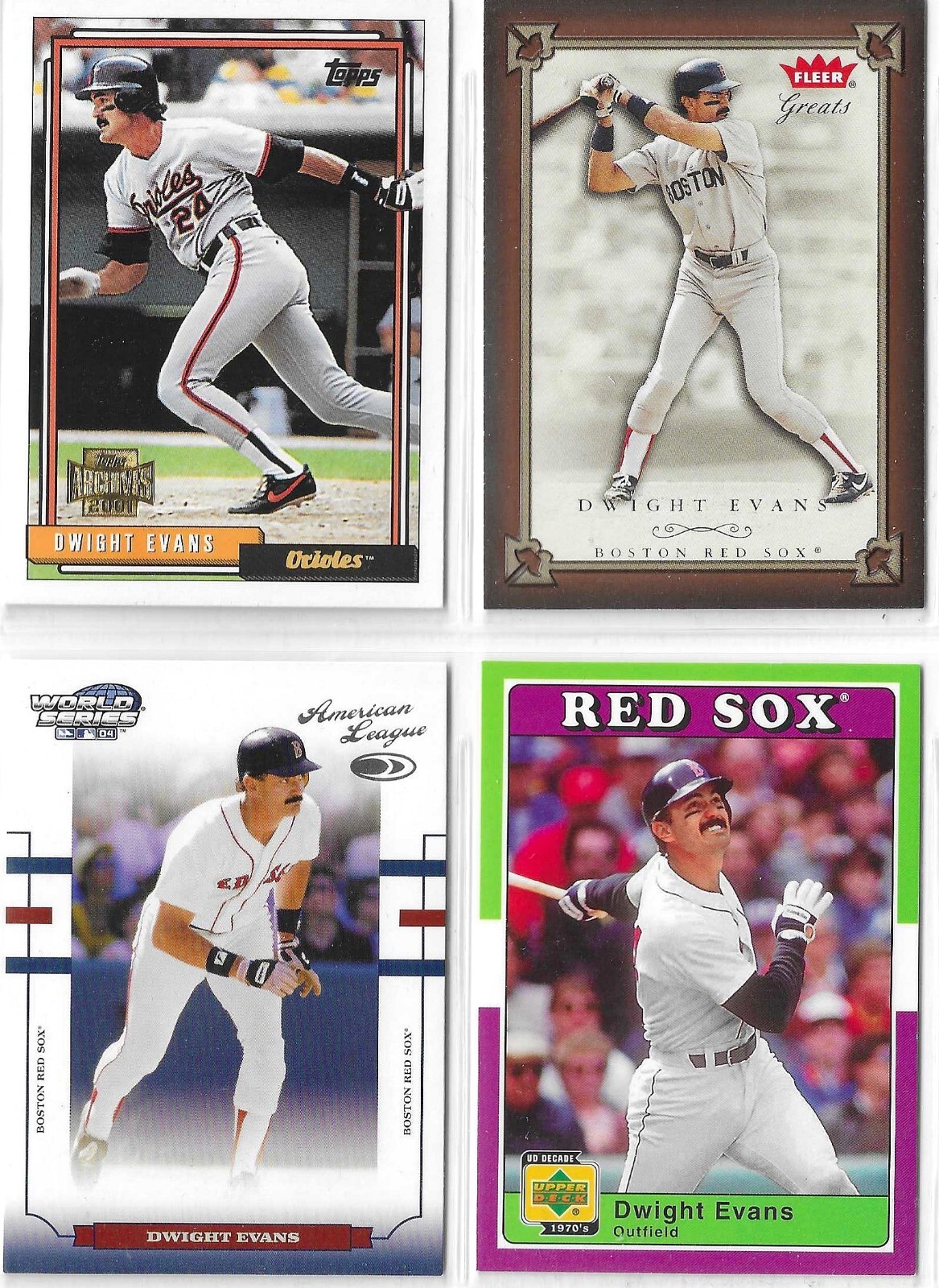 DWIGHT EVANS BALTIMORE ORIOLES/BOSTON RED SOX BASEBALL CARD LOT OF 4 CARDS