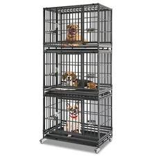 Three Tiers 36 In Dog Crates for Small Dogs, Medium Dog Cage Kennel for Training