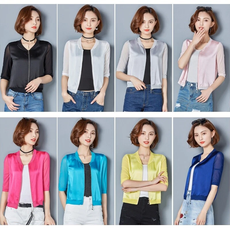 Lady Stain Jacket Baseball Uniform Coat Zipper Blouse Sun Protection Shirt Basic - Image 2 of 4