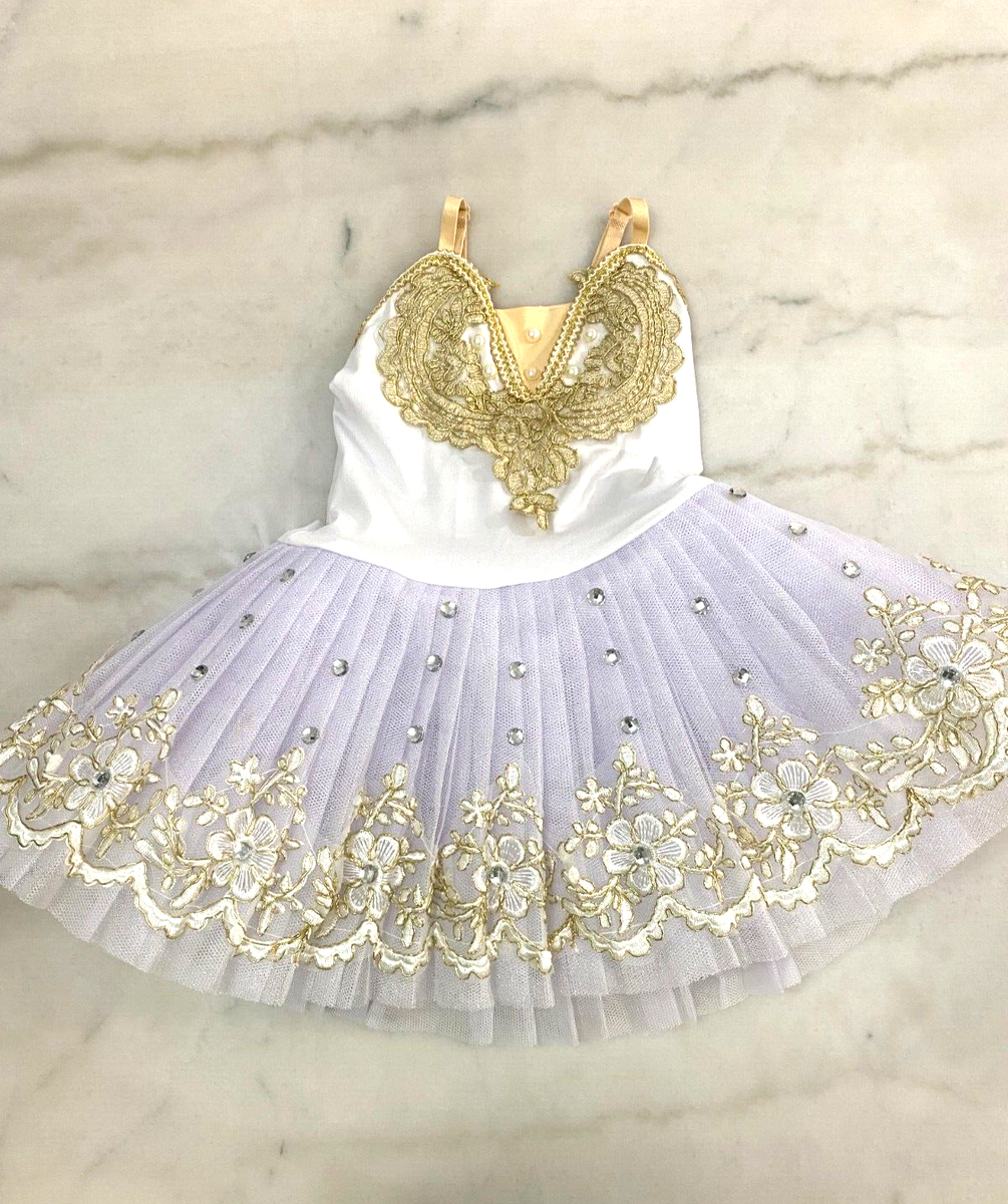white and gold tutu dress Gold Princess Flower Girl Dress with Headband 9-12 Months / Champagne main image 1