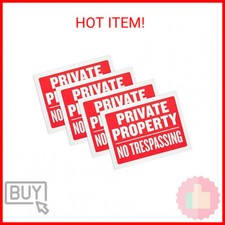 8 Pack Private Property No Trespassing Sign 9 x 12 Inch Weatherproof, Water Resi