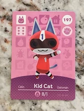 KID CAT #197 Animal Crossing Amiibo Authentic Nintendo Mint Card From Series 2
