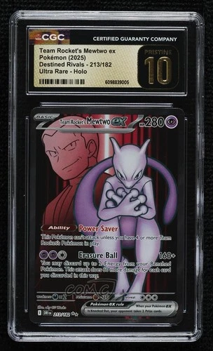 Team Rocket's Mewtwo ex Ultra Rare Pokemon Destined Rivals (DRI) CGC 10 Pristine