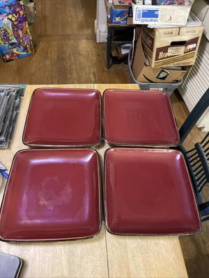Set of 4 Dansk Color Logic Raspberry Red Square Dinner Plates 10 1/4''Sq