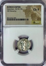 81-96 AD Domitian Ancient Roman Silver Denarius Coin Rome NGC Choice F Fine