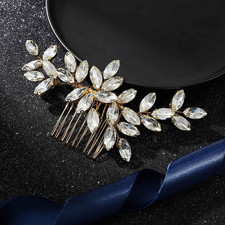 Crystal Bride Wedding Hair Comb Gold Rhinestone Bridal Hair Clip Sparkly Hair Pi