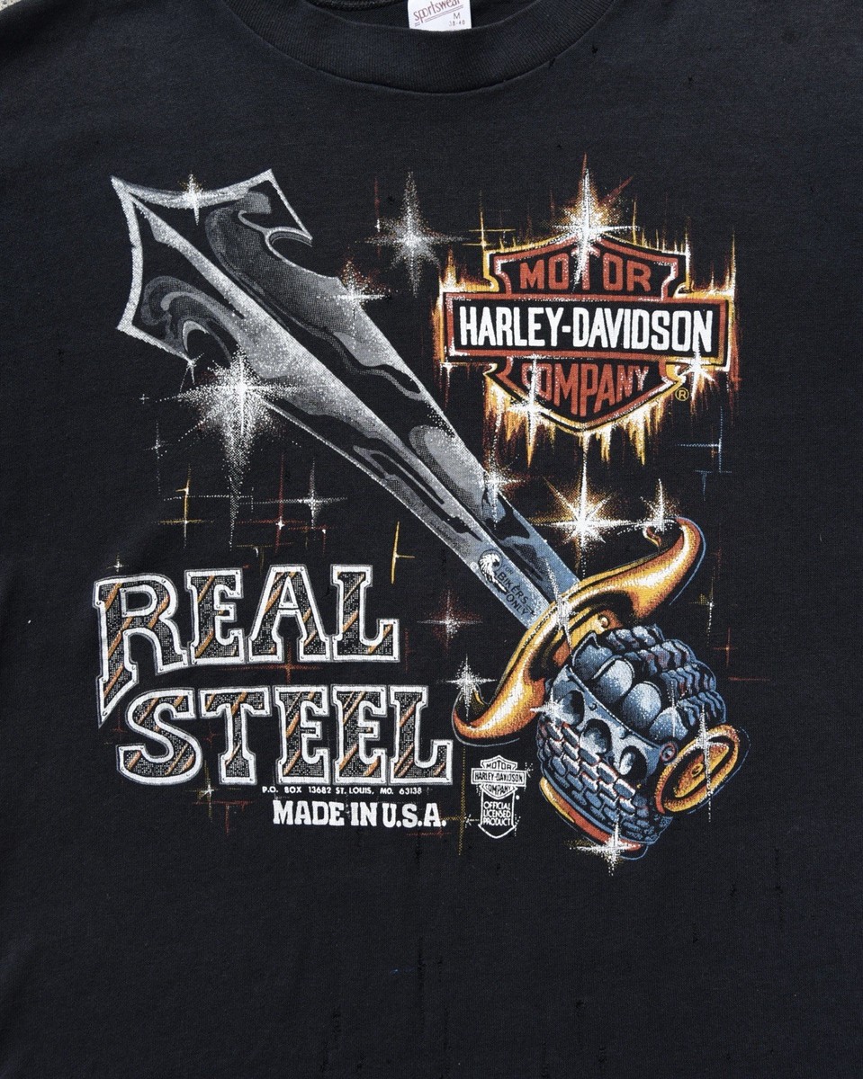 Vintage 1980s Thrashed Harley Davidson Real Steel Tshirt | eBay