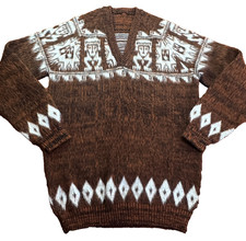 Icewool Icelandic 100 Wool V-Neck Long Sleeve Aztec Sweater Sz M NEW Soft Cozy