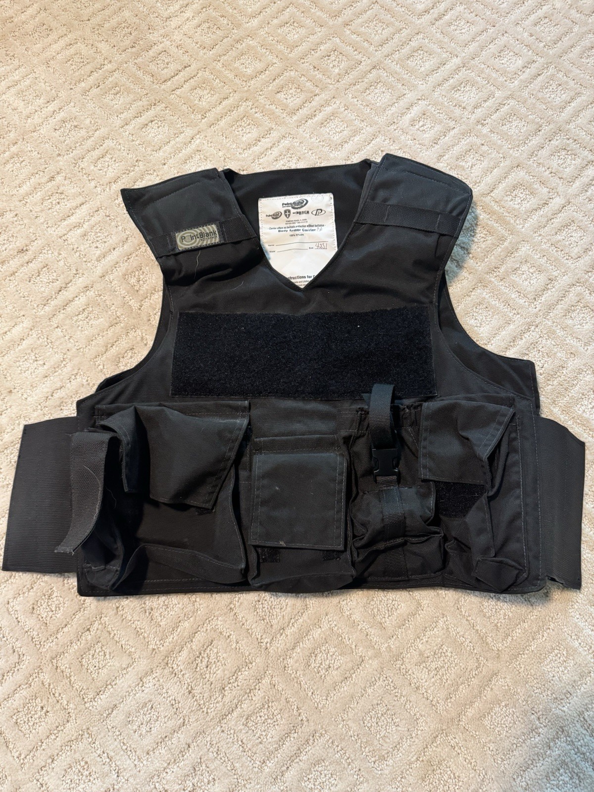 Point Blank Tactical Body Armor Carrier | Black Outer Vest (Size 4251)