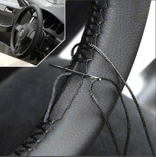 38cm/15 Inch Leather Steering Wheel Cover Stitch On Wrap, Breathable, Anti-Slip