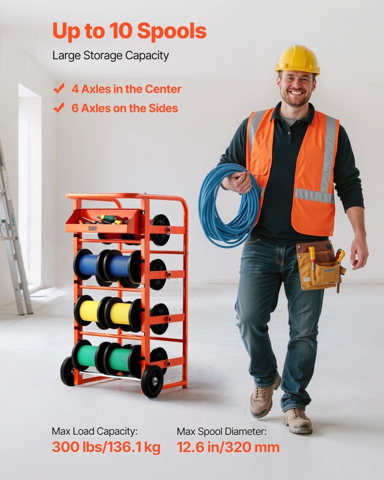 New Wire Spool Rack,11 Rods,Multi-Spool Wire Rack Dispenser,Cable Caddy ...